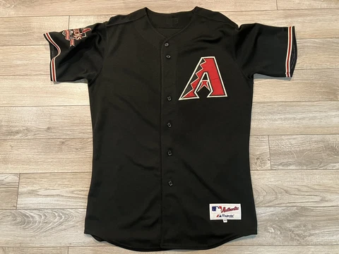 Arizona Diamondbacks 2008 MLB 10th Year Anniv Majestic Sewn Black Jersey 44 L Cover