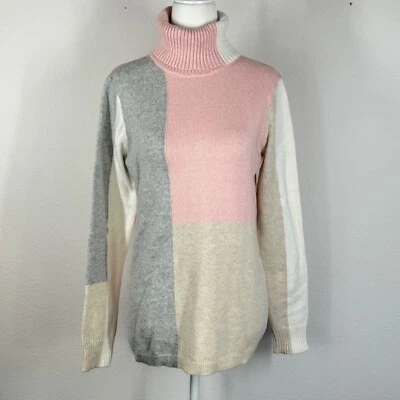 Suéter Sundance Mujer Cuello Alto Talla Pequeña Rosa Gris Blanco Colorblock Foto 1 de 4