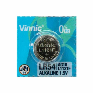 1 batteria Vinnic LR54 L1131F AG10 celle a bottone alcaline 189 V10GA 1,5 V - Foto 1 di 1