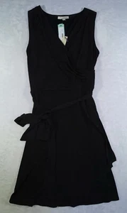 41 Hawthorn Dress L Tristana Essential Knit Faux Wrap Sleeveless Ruched NEW - Picture 1 of 23