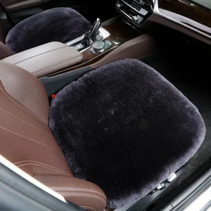 20inchs 2Pieces Fluffy Genuine Sheepskin Car Seat Covers for Auto Carbon Black - Picture 1 of 11