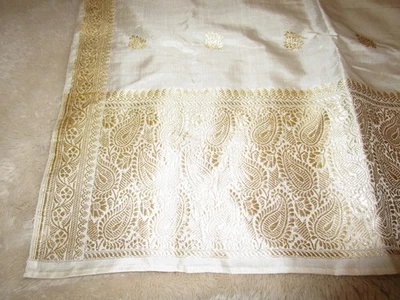 Raro Bufanda De Colección GUMPS SAN FRANCISCO Oro Marfil Pura Seda India 72 x 21" Panel Foto 1 de 4