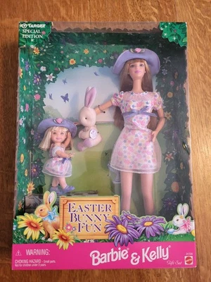 1998 Target Edição Especial Coelhinho da Páscoa Divertido Barbie e Kelly Conjunto de Presente Especial - Imagem 1 de 4