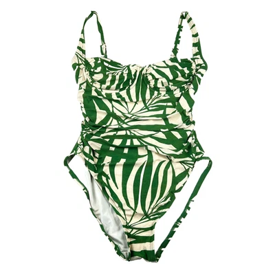 Kate Spade New York Shirred Underwire One Piece Swimsuit Sz M Bitter Green $165 - Image 1 of 4