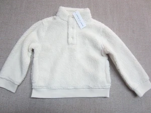 Janie and Jack Sweater Top Fleece Off White Pullover Quarter Snap Boy Size 4 NWT - Picture 1 of 7