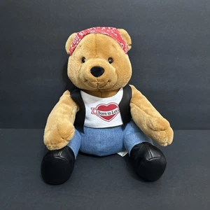 Vintage Plüsch-T-Shirt „Chopper“ Biker Bär „Born to Luv“, Punze, 11 Zoll groß - Bild 1 von 21