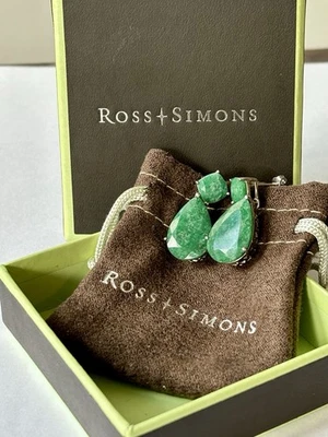 Ross-Simons 19,20 ct. t.w. Pendientes colgantes de esmeralda en plata de ley Foto 1 de 4