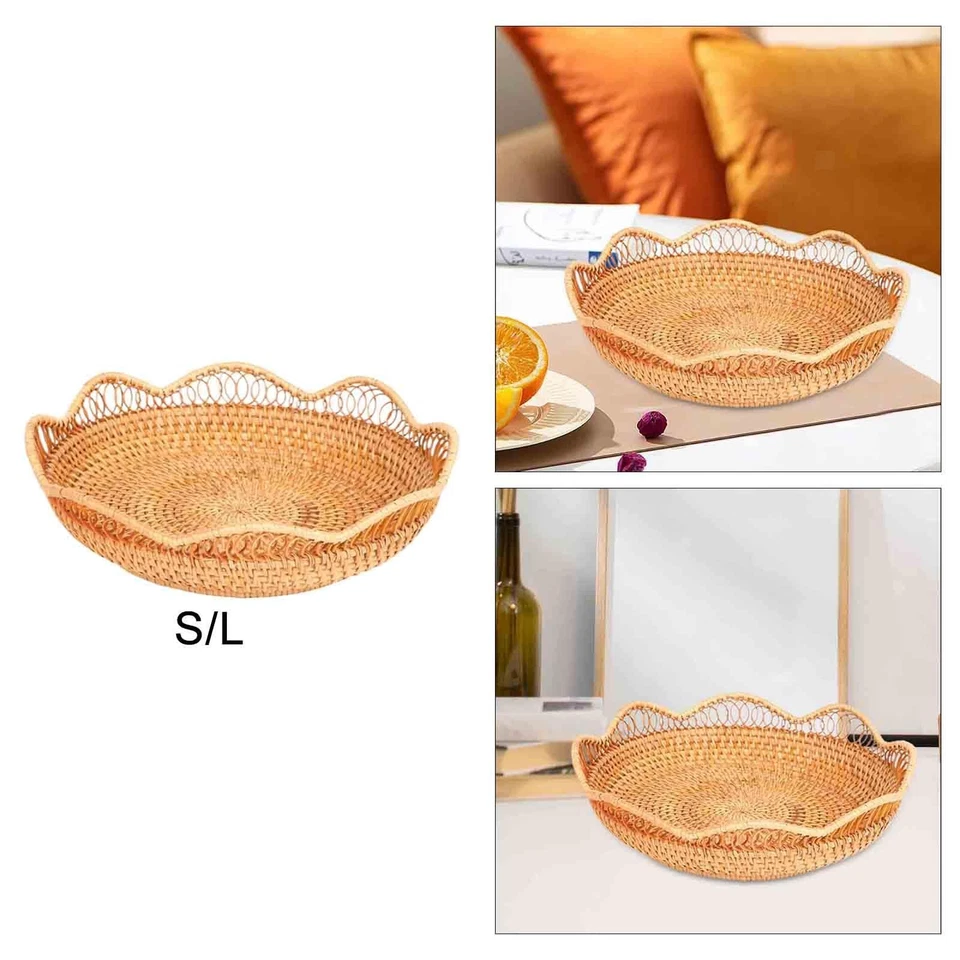 Rattan Fruit Basket Portable Home Ornaments Sundries Organizer Weaven Fruit - Image 1 of 1