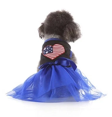 Dog Dress Lace Tutu Skirt Dresses Cats Puppy Clothes Pets Apparel 4th of July L - Image 1 of 4