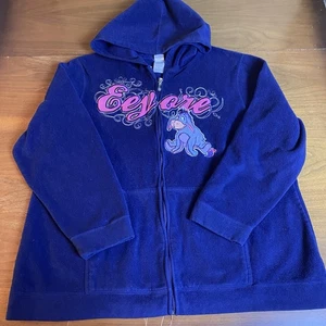 Disney Winnie The Pooh Eeyore Full Zip Blue Fleece Hoodie 3X Embroidery Licensed - Picture 1 of 14