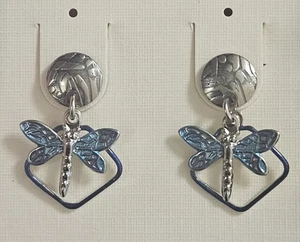 Nuevos aretes de plata con alas azules libélula joyería forestal acero quirúrgico - Imagen 1 de 4