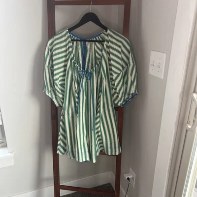 Mameluco Free People talla pequeña crema y rayas verdes Foto 1 de 4