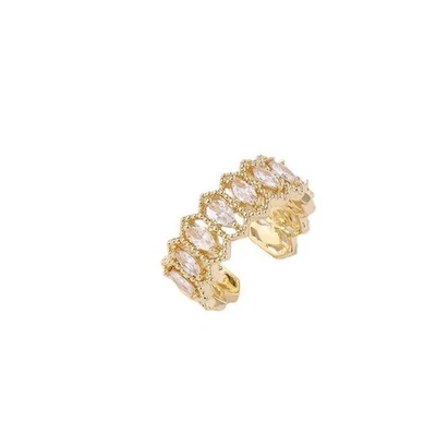 Anillos enchapados en oro rosa topacio blanco AAA estilo corona nueva llegada regalo único Foto 1 de 4