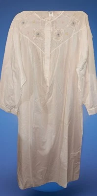 Camisón Saks Fifth Avenue Blanco Algodón Grande Bordado Botón Frontal Italia Foto 1 de 4