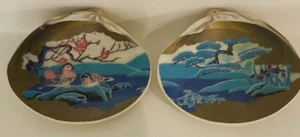 Handbemalte Kaiawase passende Spielschalen Japanische Muschel Muschel Vintage Antik - Bild 1 von 6