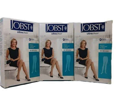 3- Jobst Compression Stockings, 20-30 MmHg,Large, Waist,CT, Classic Black - Image 1 of 4