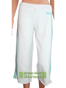 Lonsdale Womens White Green Retro 3/4 Length Bottoms  12 Medium Free UK Shipping - Picture 1 of 1