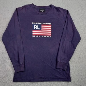 Polo Jeans Company Ralph Lauren Flag Graphic Long Sleeve T Shirt Boys Size Large - Picture 1 of 10