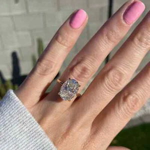 2.50Ct Oval-Cut VVS1 Moissanite Solitaire Engagement Ring 14K Yellow Gold Plated - Picture 1 of 4