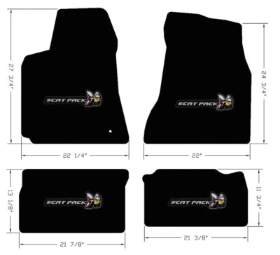 New! 2006-2022 Dodge Charger SRT Black Carpet Floor Mats Scat Pack Logo on All 4 - Image 1 of 4