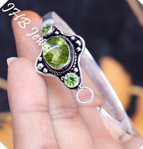 VALENTINO Bracciale argento sterling 925 pietra preziosa peridoto sfaccettata gioielli alla moda