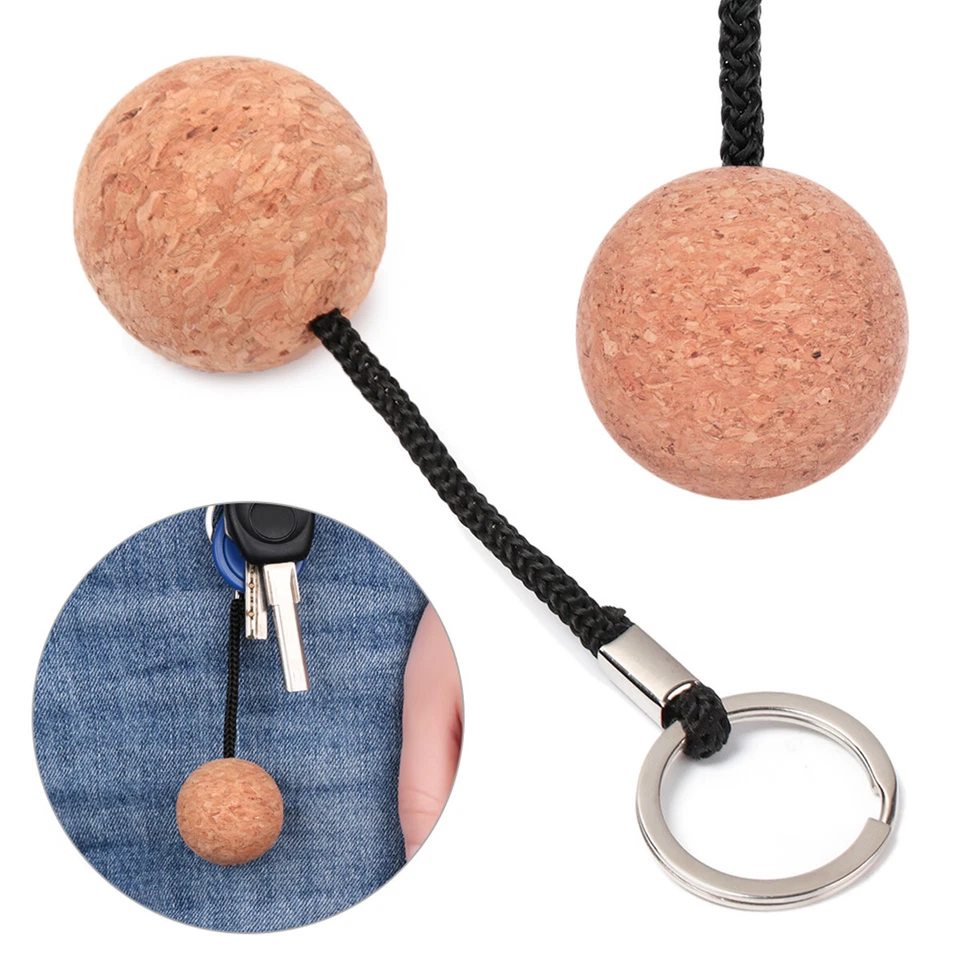 2Pcs 50mm Floating Cork Ball Key Ring Sailing Boat Float Buoyant Rope Kayak - Image 1 of 4