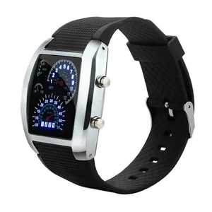 Montre Homme Mode LED Lumière Flash Turbo Compteur Vitesse Sport Voiture Cadran Compteur - Photo 1 sur 4