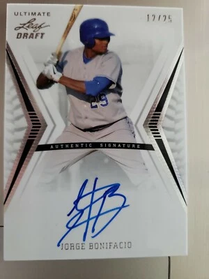 2012 LEAF ULTIMATE JORGE BONIFACIO ON CARD ROOKIE AUTO LOW #'D 12/25. SWEET AUTO - Image 1 of 4