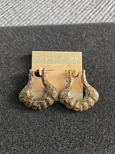 Vintage 14 KT G.F. GOLD FILLED PINCATCH TEXTURED EARRINGS CHUNKY EARRINGS - Picture 1 of 5