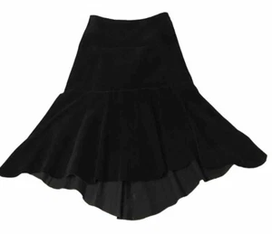 Cabi Suede Leather Midi Skirt XS Women Sz 2 Black 30” Waist High Low Hemline Y2K - Picture 1 of 17