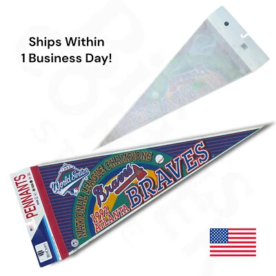 Atlanta Braves National League Champions Felt Pennant Baseball MLB Wincraft 1992 - Image 1 of 4
