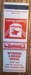 WITHERBEE & BERGER STAZIONE DI SERVIZIO MOBILE anni '40 MATCHBOOK COPERTINA FIAMMIFERI -E15 - Foto 1 di 2