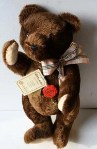 Oso de peluche Hermann chocolate mohair edición limitada gran etiqueta de plástico Growler -- - Imagen 1 de 1