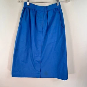 ILGWU Union Made Skirt Midi Womens Size Blue Pockets Vintage - Picture 1 of 8