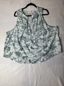 a.n.a. A New Approach Shirt Sleeveless Tank Top Cotton Palm Trees 2XL - Picture 1 of 9