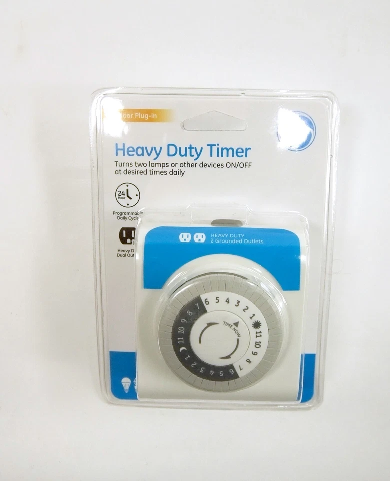 GE Indoor Plug-in Heavy Duty 24hr Timer 2 Outlets 15075