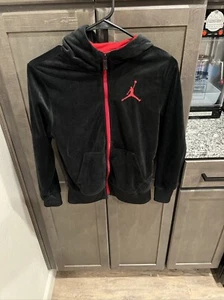 Jordan Jumpman Boys Youth Full Zip Hoodie, Soft Velvet - Black/Red, M 10-12 - Picture 1 of 7