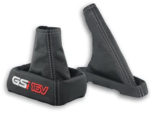 PARA OPEL ASTRA F FUNDA PALANCA DE CAMBIOS y FRENO BORDADO GSi16V COSTURAS GRIS - Afbeelding 1 van 4