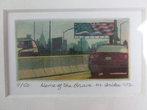 Michael Arike Hogar de los Bravos Nueva York Color Grabado Aguatinta Estampado Firmado - Imagen 1 de 3