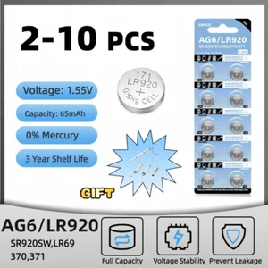 1.5V AG6 65mAh LR920 371 Button Battery For Watch Toys Remote Cell Coin Battery - Picture 1 of 14