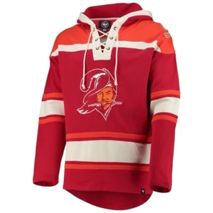 TAMPA BAY BUCCANEERS 47 Brand Vintage Lacer Hockey Style Hoodie Throwback - Picture 1 of 3