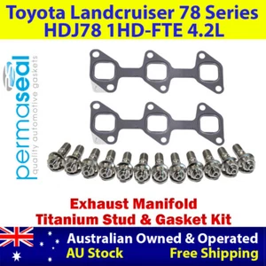 Permaseal Exhaust Manifold Titanium Studs&Gasket For Toyota Landcruiser 78 4.2L - Picture 1 of 5