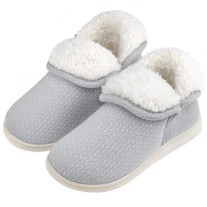 Womens Comfort Memory Foam Bootie Slippers Ankle High Warm Plush House Shoes - Picture 1 of 34