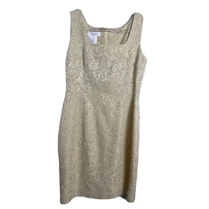 Escada Margaretha Ley Shift Dress Sleeveless Yellow Paisley Metallic Size 38 - Picture 1 of 7