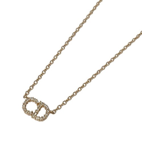 Dior Christian CLAIR D LUNE COLLANA CIONDOLO GIROCOLLO ORO ROSA LOGO Usato0