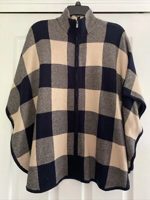 Mujer Jones New York Signature Talla Poncho Capa S/M Azul Marino y Camel Cremallera Nuevo Con Etiquetas Foto 1 de 4