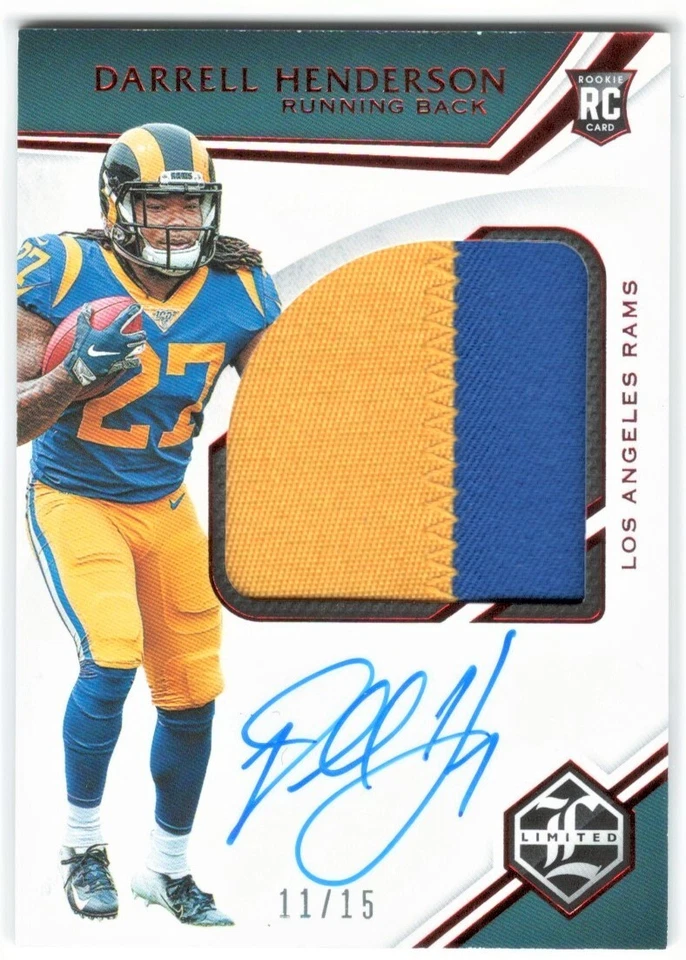2019 PANINI LIMITED DARRELL HENDERSON RUBY SPOTLIGHT DUAL AUTO PATCH RC #11/15 - Image 1 of 2