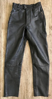 VINTAGE EASY RIDERS BLACK LEATHER MOTORCYCLE PANTS WOMENS SIZE 8 - Image 1 of 4
