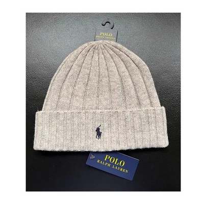 Polo Ralph Lauren Gorro Masculino Aveia Urze Pônei Mistura de Lã Costela Punho de Malha NOVO - Imagem 1 de 3