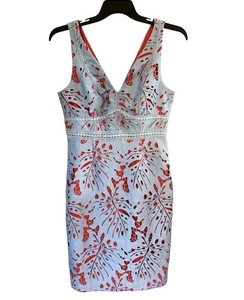 Mini Vestido Anthropologie Maeve Gardenia Azul Cielo Encaje Y Columna Roja Talla 10 - Imagen 1 de 11